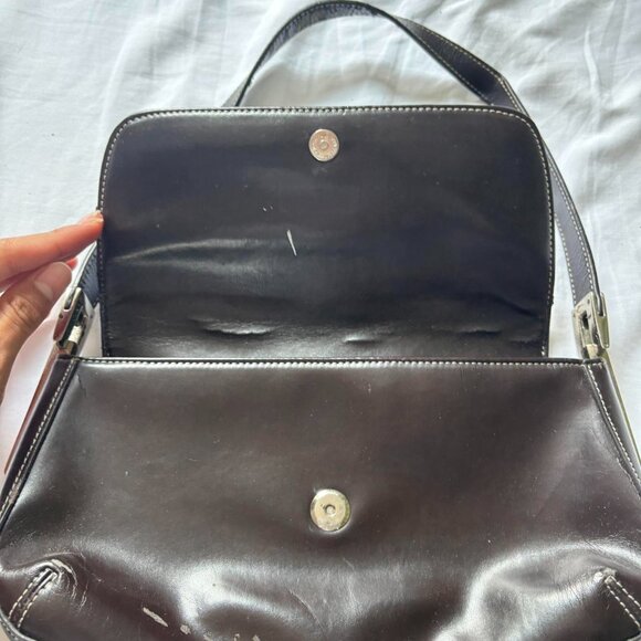 Dark Brown Leather Shoulder Bag 706 D - Picture 2 of 5